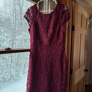 Lulus burgundy lace mini dress